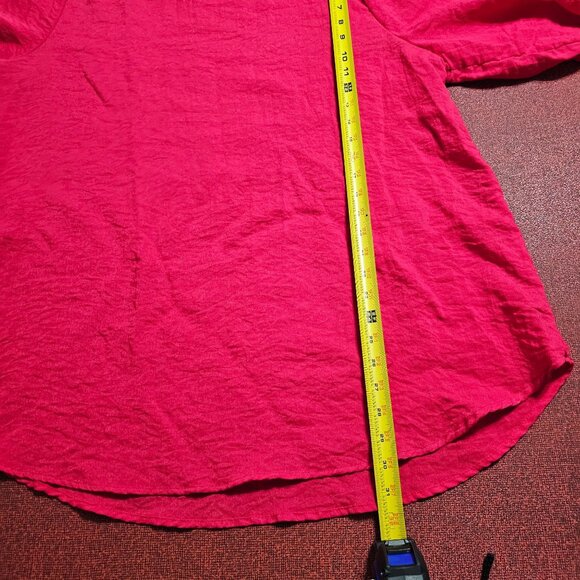 Yushi Poppy Red Swing Tunic Top OS Tie Sleeve Rayon Blend Lagenlook Scandi Boho - Picture 11 of 11